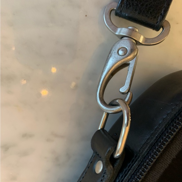 Roots black nylon & leather laptop|brief case with cross body padded strap - Picture 8 of 14